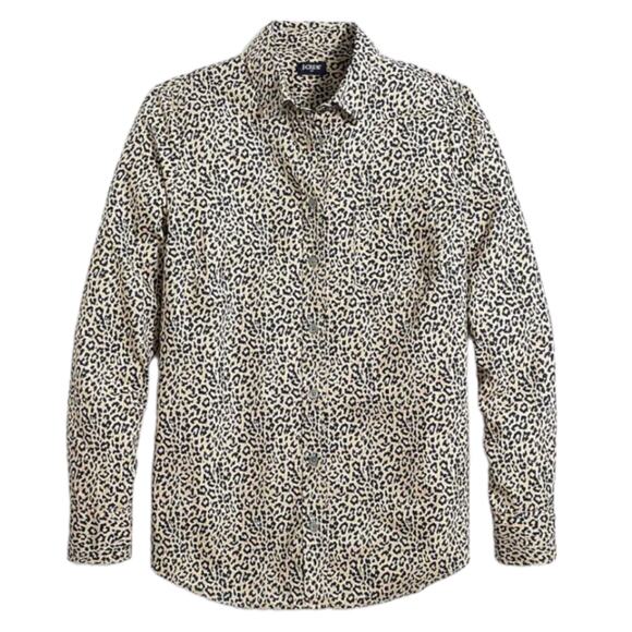 J. Crew Factory Tops - NEW J. Crew Factory Animal Print Cotton Shirt in Signature Fit Blue Size M